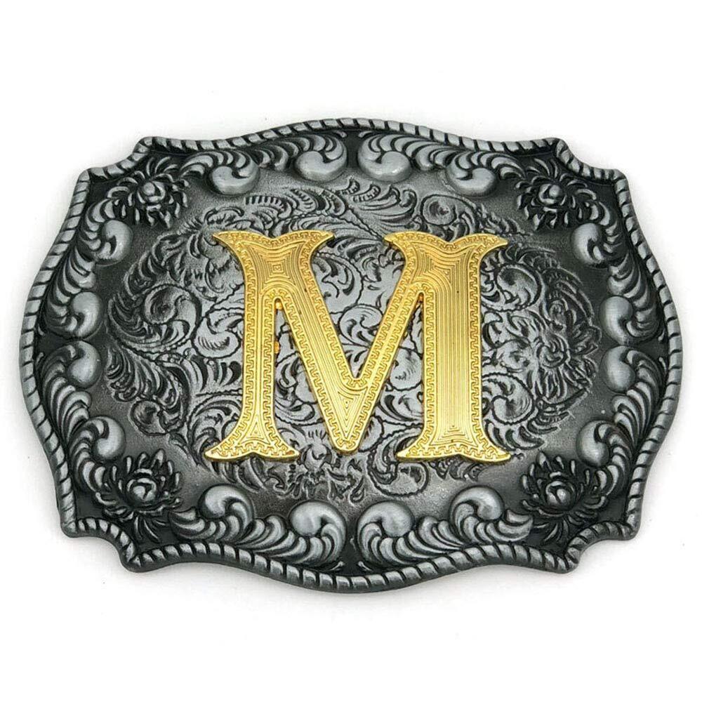 9586 Western Belt Buckle Initial Letters ABCDEFG to Y-Cowboy Rodeo Silver